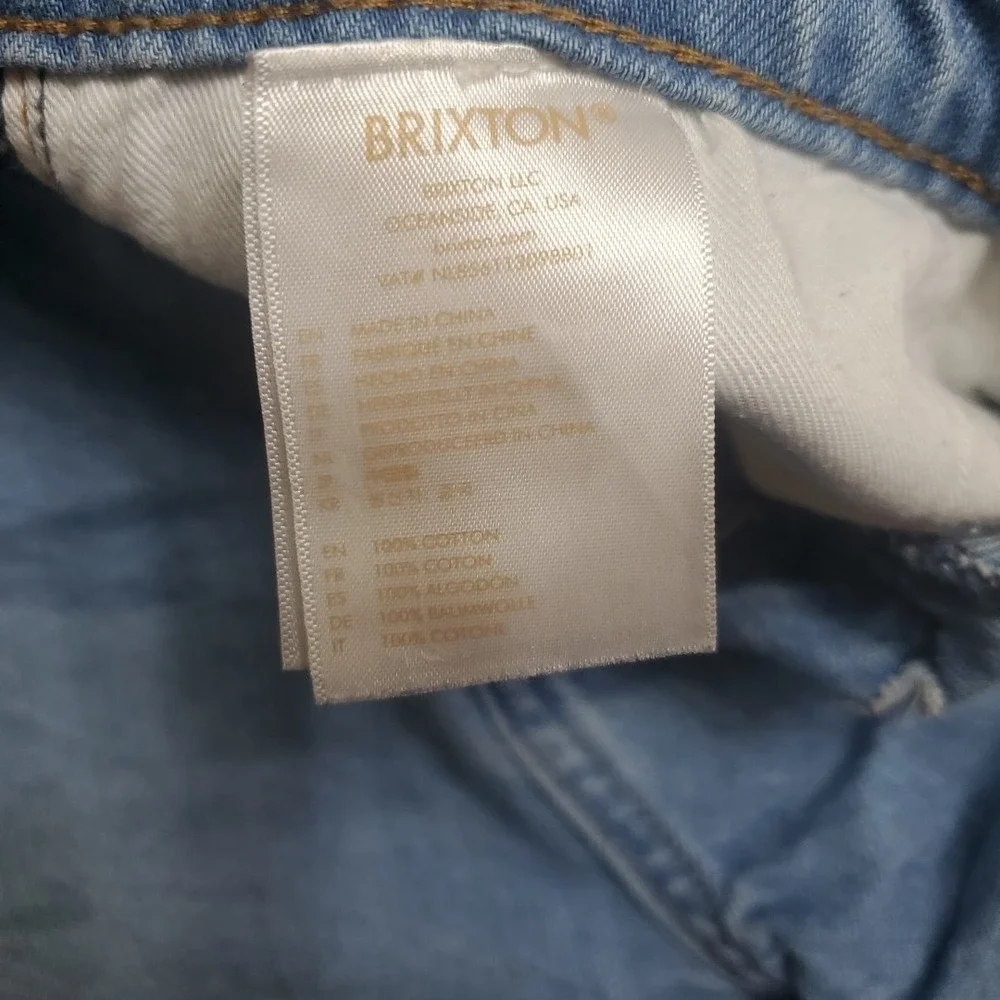 Brixton‎ 27 Denim Shorts Womens Light Blue High Rise Frayed Button Fly Cutoff